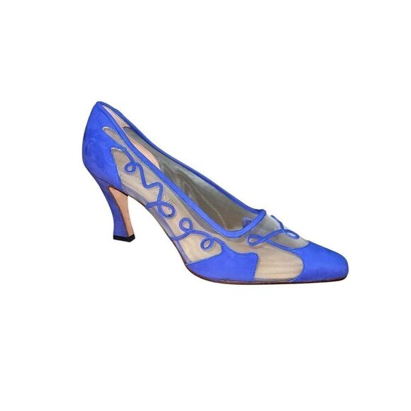 Stephanie of London-Mesh/Nubuck - Blue Pumps/Heels - Womens Size 10 GREAT CONDIT - Picture 1 of 15